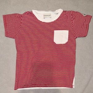 Moncler Kids Striped Red and White Tee with Pocket